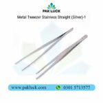 Metal Tweezer Stainless Straight (Silver) - Image 2