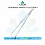 Metal Tweezer Stainless Straight (Silver) - Image 3