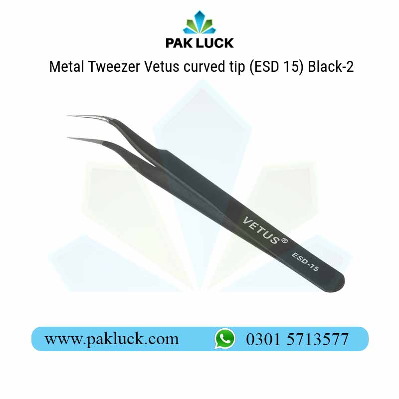 Metal-Tweezer-Vetus-curved-tip-ESD-15-Black-1